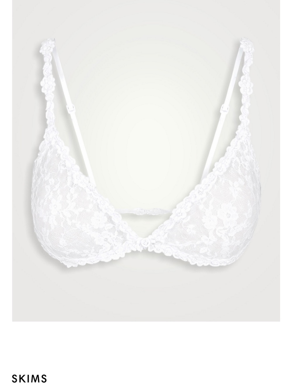 SKIMS White Lace Triangle Bralette with Floral Detailing